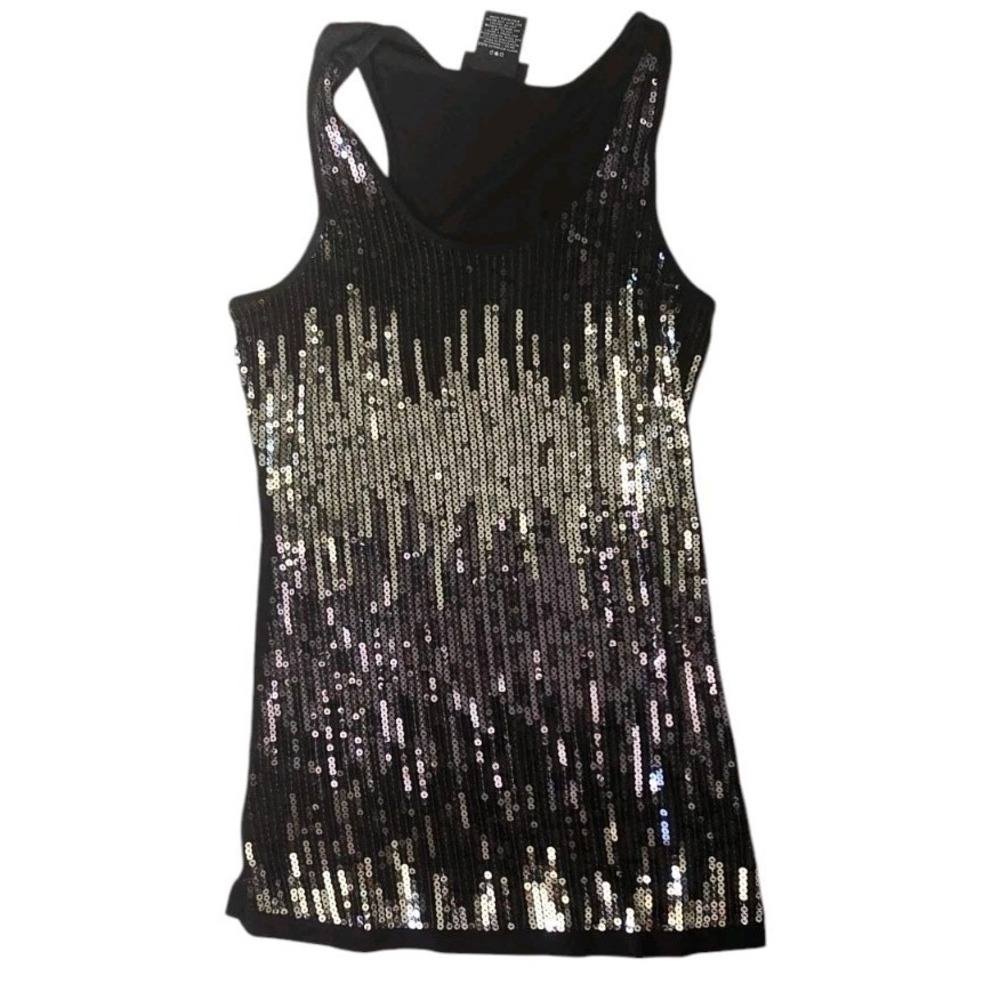 Metaphor Women's‎ Small Black shimmering Sequined party top Racerback #048